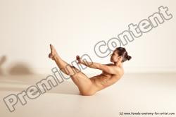 Nude Gymnastic poses Woman White Moving poses Athletic medium brown Dynamic poses Pinup